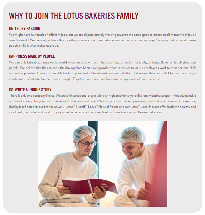 why to join Lotus Bakeries